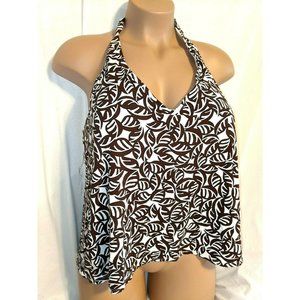 New Womens Anne Cole Tankini Swimsuit Halter Sz 24W Brown Floral NWT $72